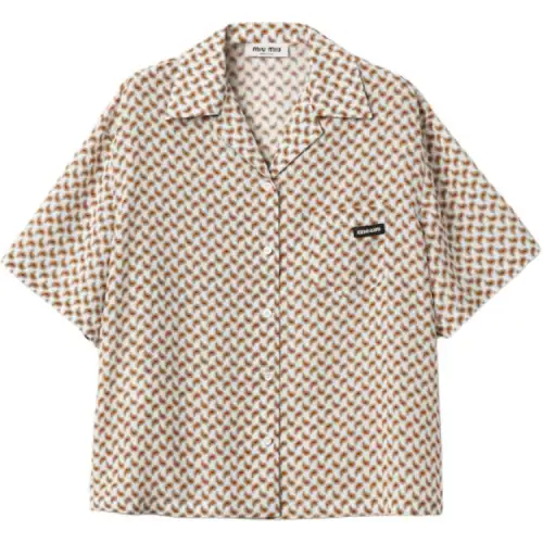 MIU MIU Shirts Women's Ivory Cuban Collar Moderate Other
