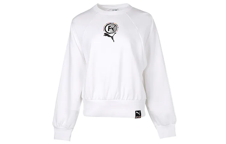 PUMA Sweatshirts Women's White Crew Neck Moderate Regular