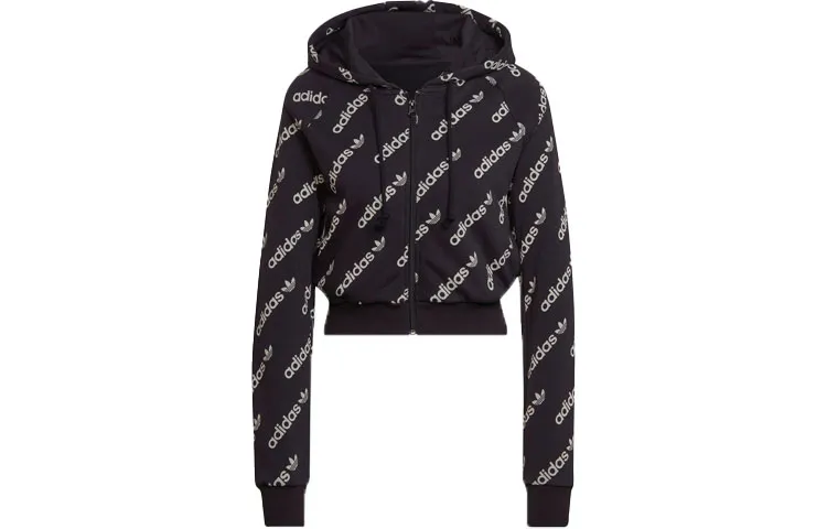Adidas Originals Sweatshirts Women's Black Hooded Moderate Regular