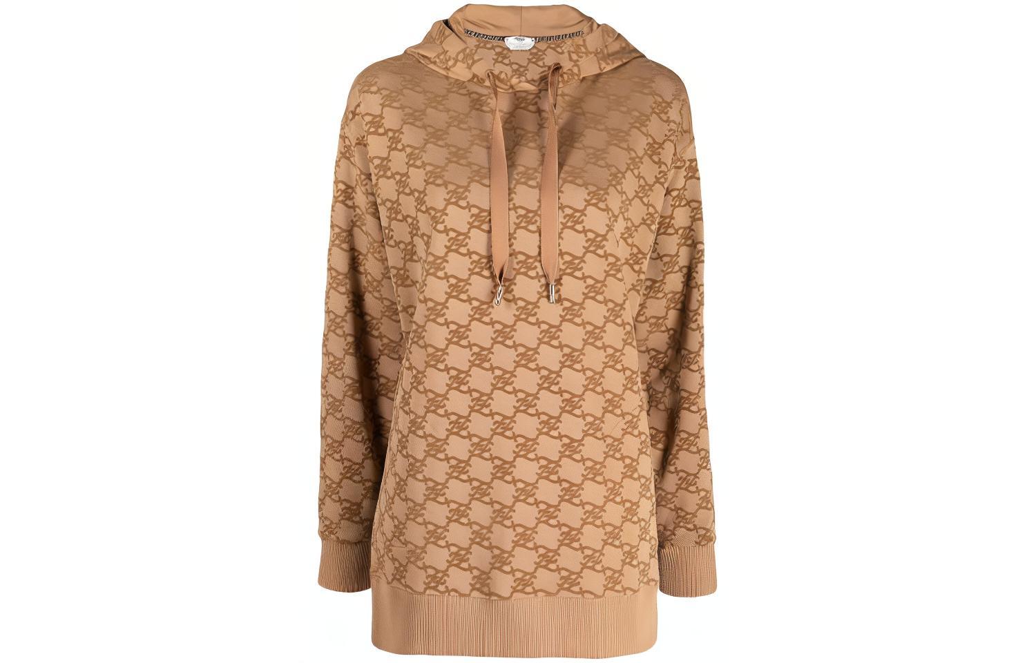 Женское худи Fendi Logo Hoodie (коричневое)