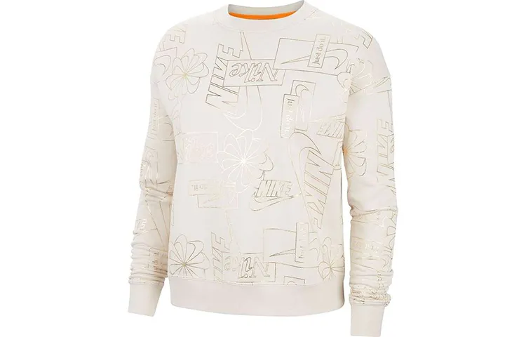 Nike Sweatshirts Women's Ecru Crew Neck Moderate Regular