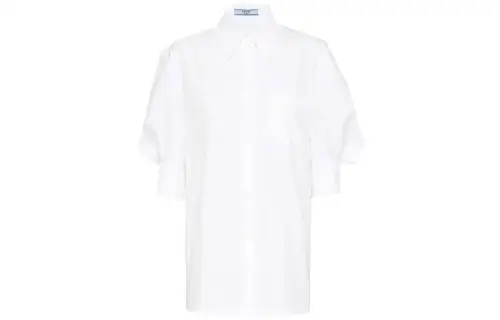 PRADA Shirts Women's White Pointed Collar Moderate Shirt