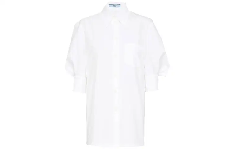 PRADA Shirts Women's White Pointed Collar Moderate Shirt