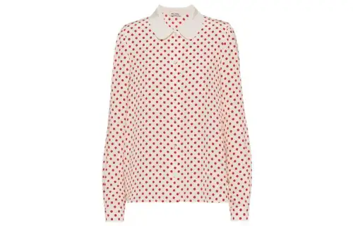 MIU MIU Shirts Women's Red Peter Pan Collar Moderate