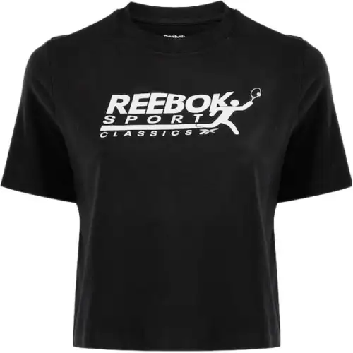 Reebok T Shirts Women's Black Crew Neck Moderate Straight Fit