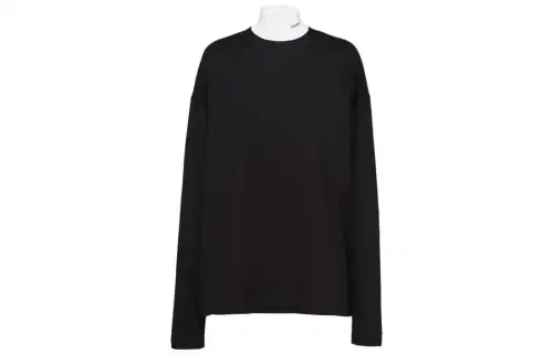 PRADA T Shirts Women's Black Turtleneck Moderate Straight Fit