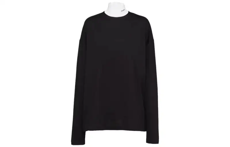 PRADA T Shirts Women's Black Turtleneck Moderate Straight Fit