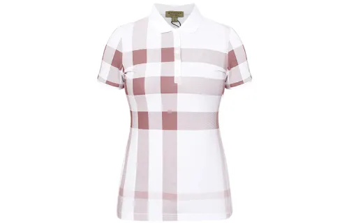 Burberry Polo Shirts Women's Rose Pink Polo Collar Moderate Straight Fit