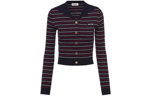 MIU MIU SS22 Stripes Knitwear Women's Black