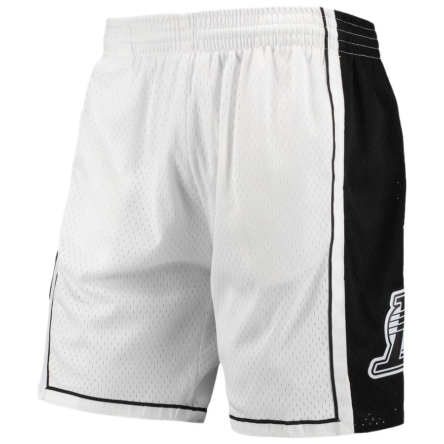 NBA X Mitchell & Ness joint model Los Angeles Lakers Swingman Hardwood Classic Color Block Basketball Pants Men's White/Black