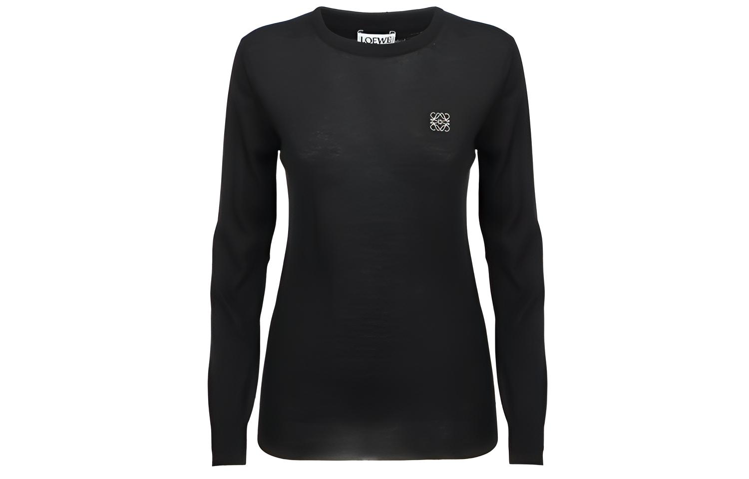 LOEWE Cashmere Sweaters Women's Black Crew Neck Moderate