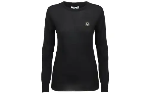 LOEWE Cashmere Sweaters Women's Black Crew Neck Moderate