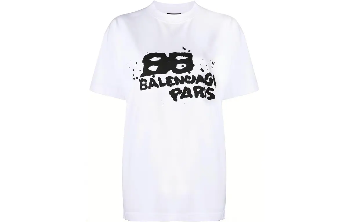 Balenciaga FW22 Drop Shoulder Sleeve T Shirt Women's White Loose Fit