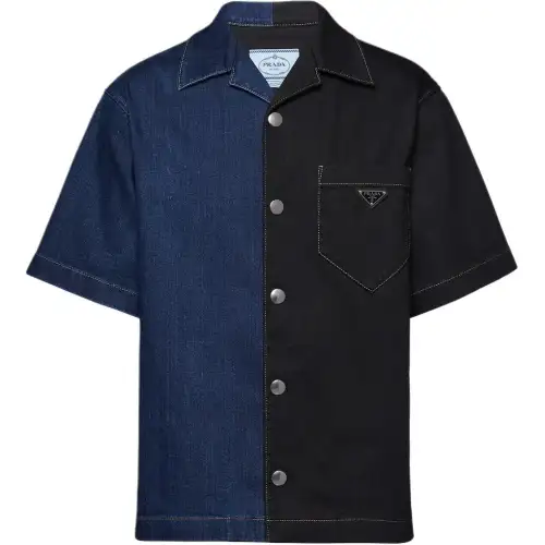 PRADA Shirts Men's Blue Black Moderate