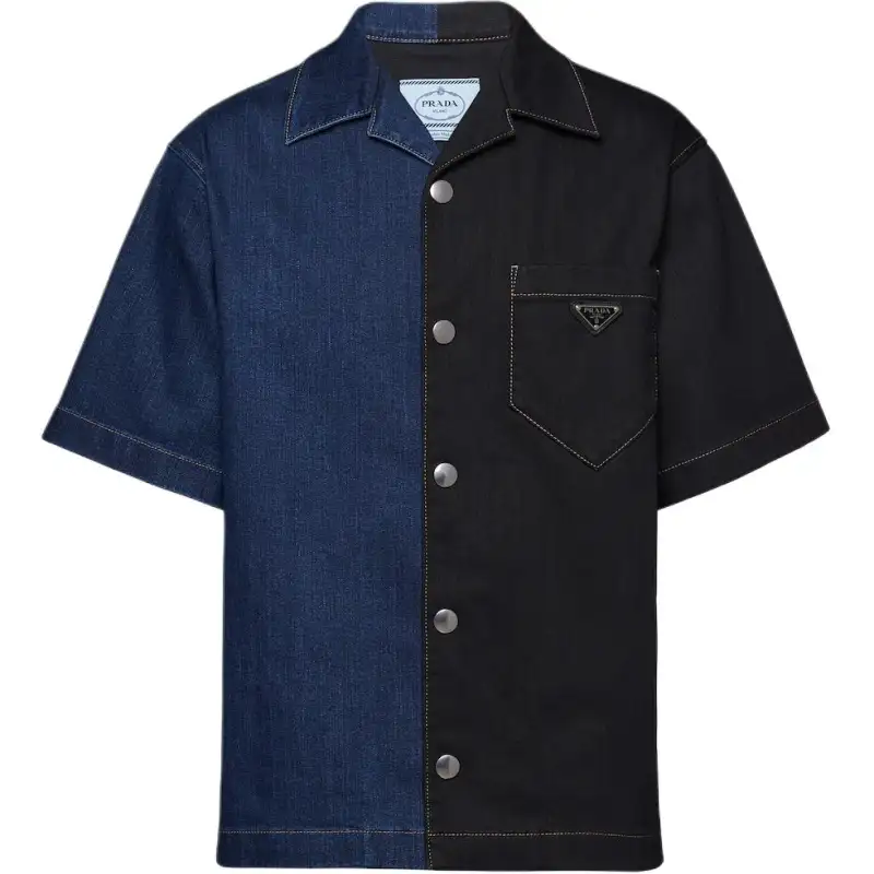 PRADA Shirts Men's Blue Black Moderate