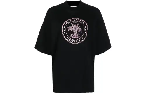 PALM ANGELS College Loose Logo Print T Shirt Black