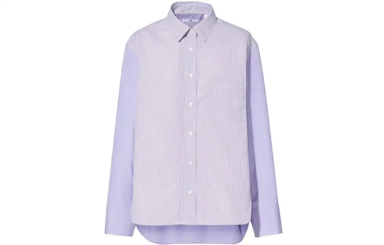 UNIQLO X JIL SANDER Shirts Women's Purple Pointed Collar Moderate Shirt