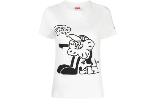 KENZO T Shirts Women's White Crew Neck Moderate Straight Fit