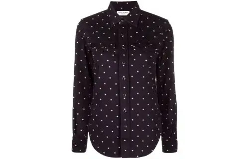 SAINT LAURENT Shirts Women's Black Square Collar Moderate Other