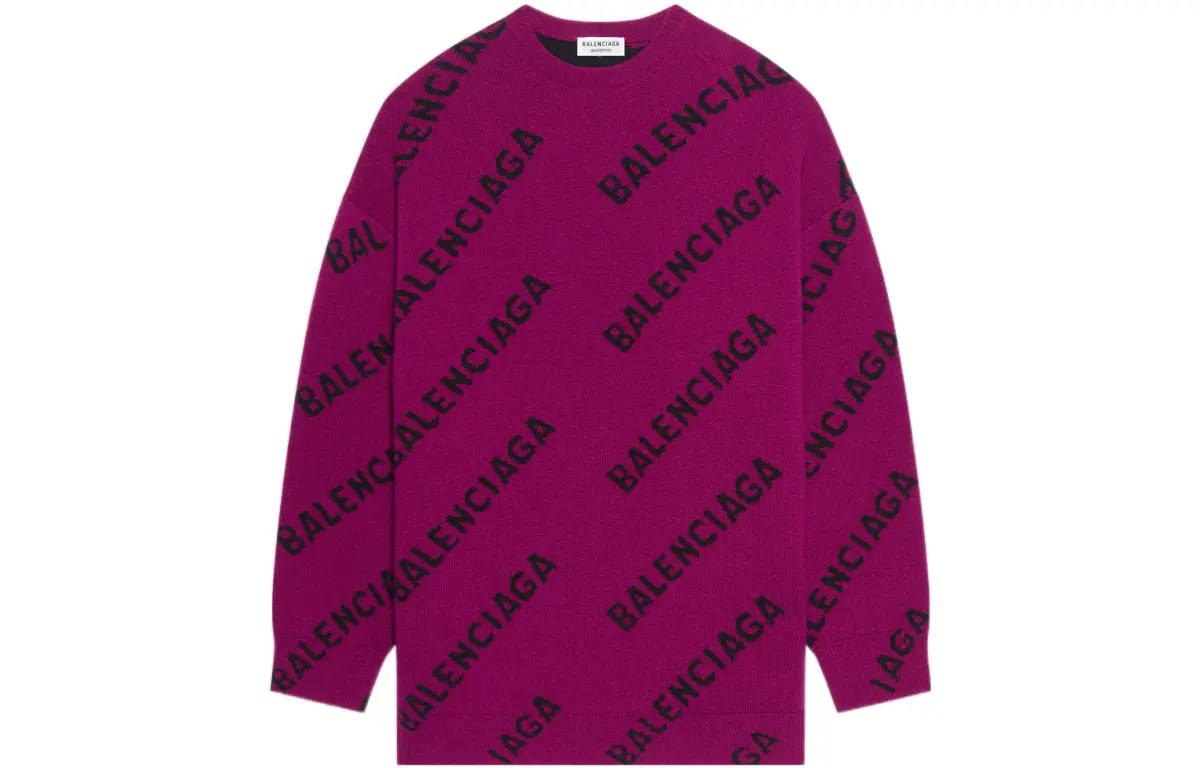 Balenciaga Allover Logo Sweater Fuchsia/Black