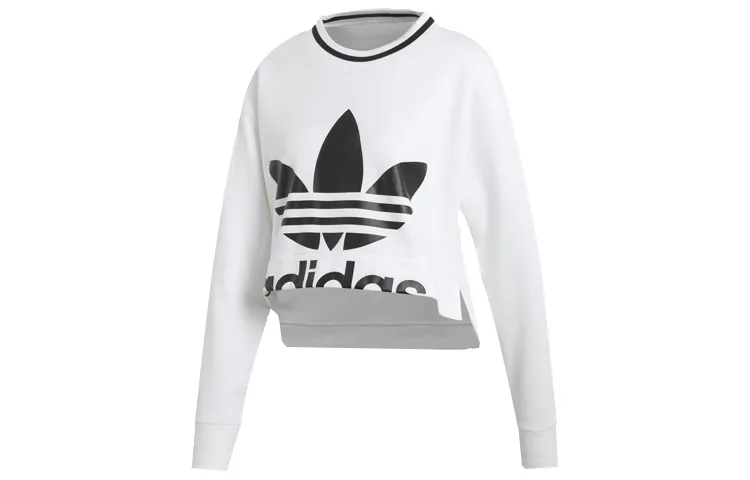 Adidas Originals Sweatshirts Women's White Crew Neck Moderate Regular