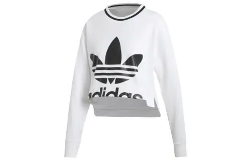 Adidas Originals Sweatshirts Women's White Crew Neck Moderate Regular