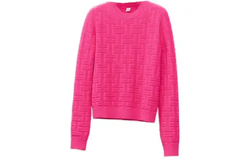 HERMES Cashmere Sweaters Women's Rose Red Crew Neck Moderate