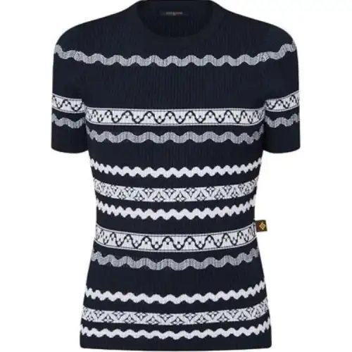LOUIS VUITTON Scallop Stripe Knit Top