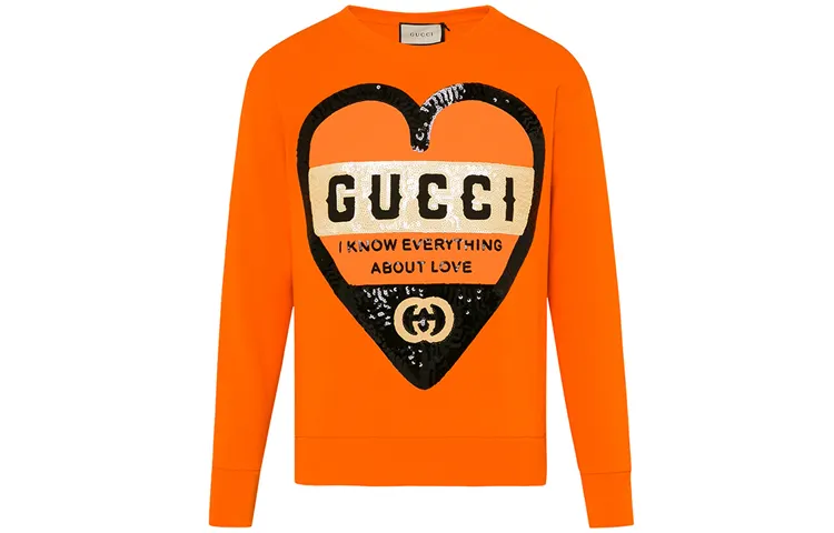 GUCCI Sweatshirts Women's Orange Crew Neck Moderate Regular