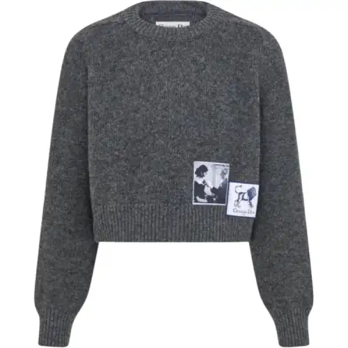 DIOR Sweaters Women's Gray Crew Neck Thickened Other