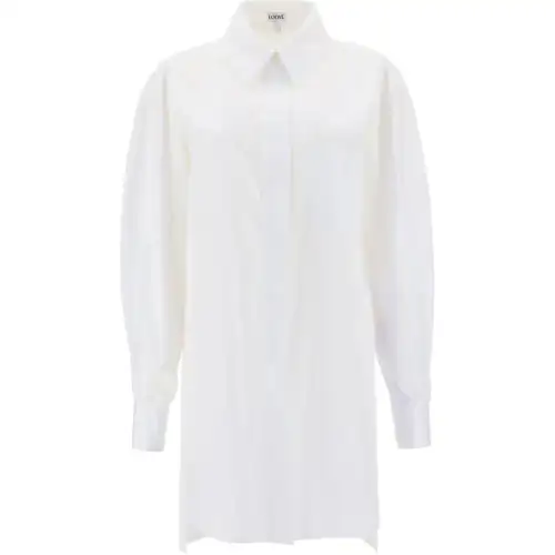 LOEWE Shirts Women's White Lapel Moderate Shirt