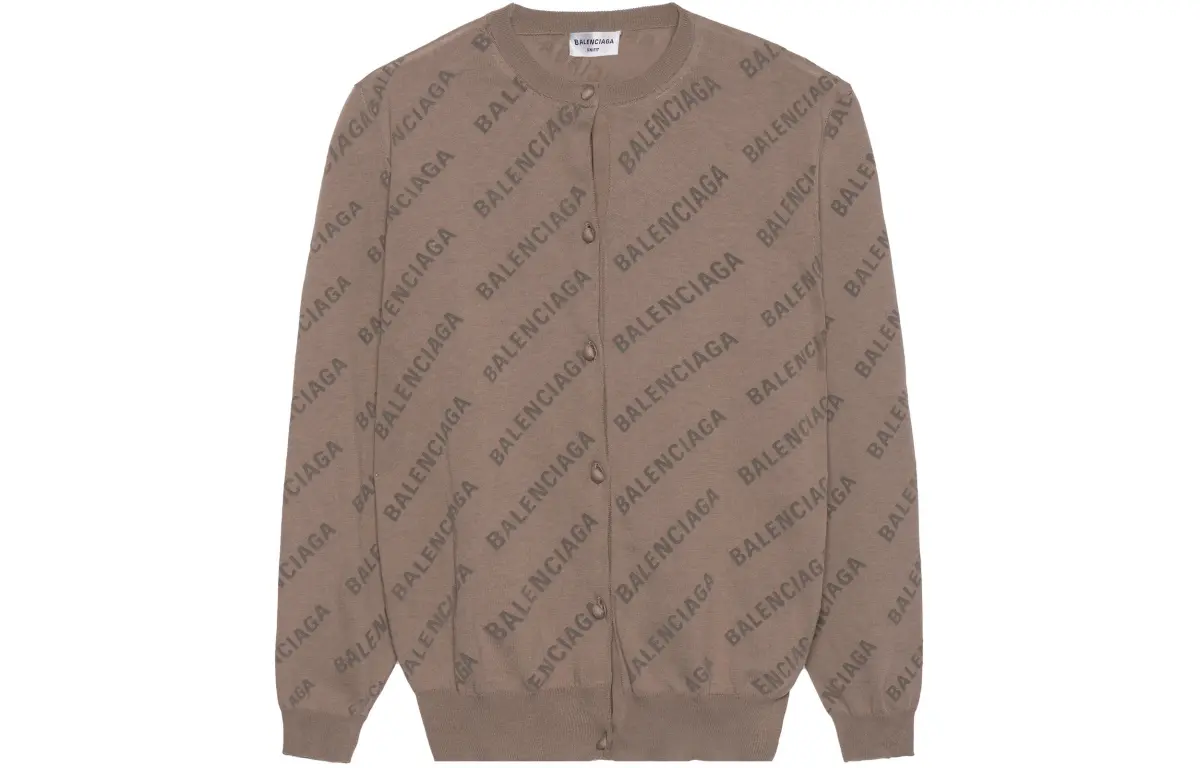 Balenciaga All Over Logo Buttoned Cardigan