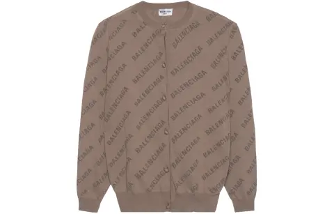 Balenciaga All Over Logo Buttoned Cardigan
