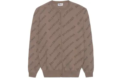 Balenciaga All Over Logo Buttoned Cardigan