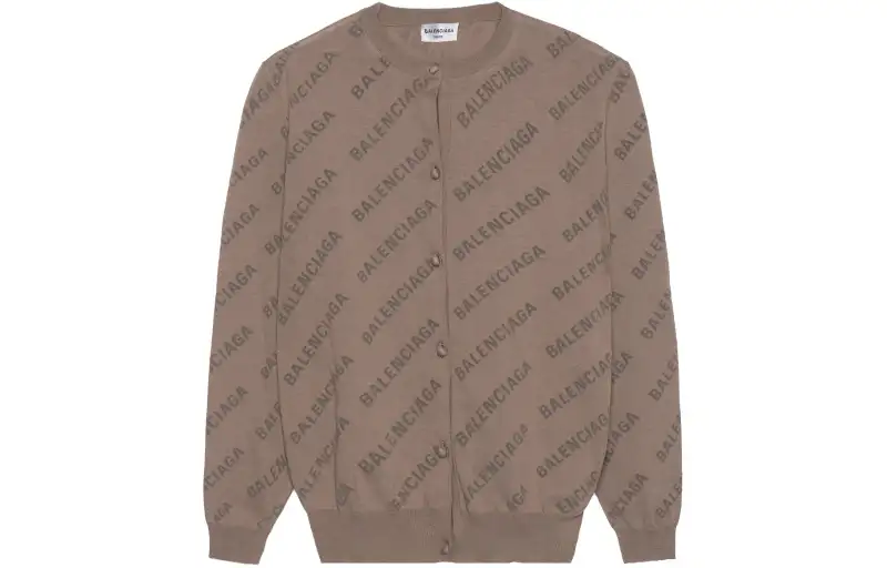 Balenciaga All Over Logo Buttoned Cardigan