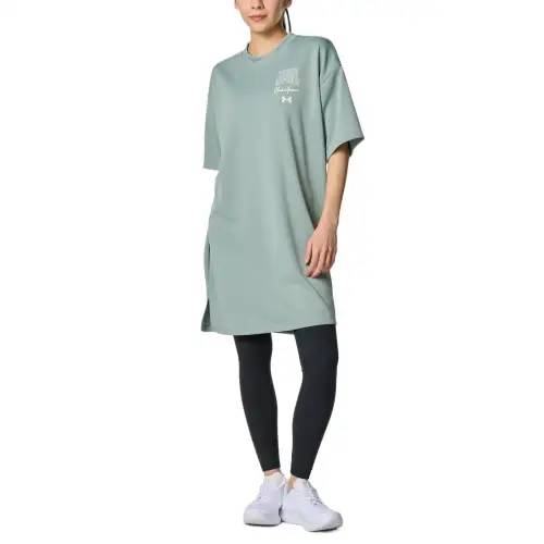 Under Armour Drop Shoulder Sleeve T Shirt Women's Gray Green