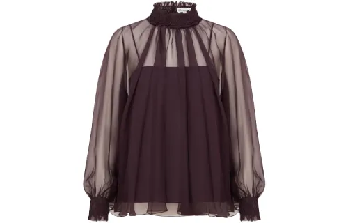 DIOR Quarterly New Products Shirts Women's Purple Stand Collar Moderate Shirt