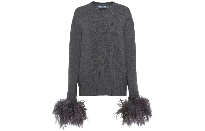 PRADA Sweaters Women's Gray Crew Neck Moderate Other
