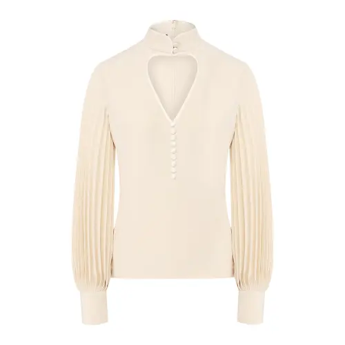 GUCCI Shirts Women's Beige Stand Collar Moderate Shirt