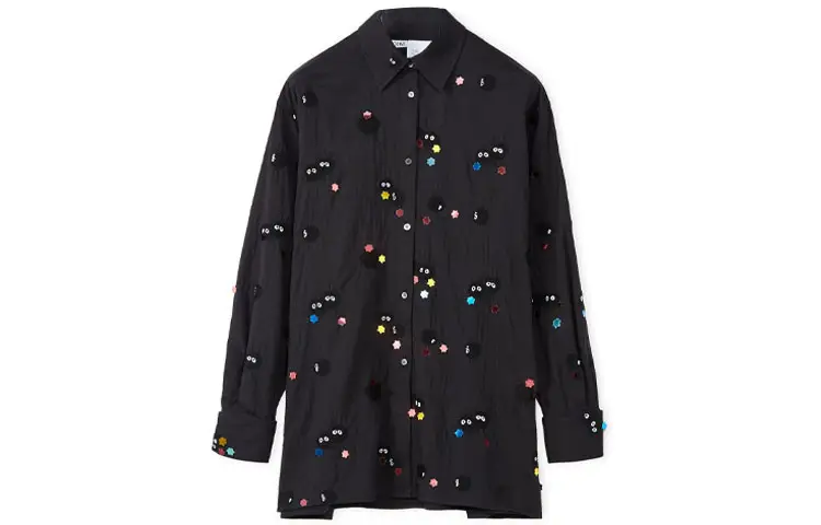 LOEWE Spirited Away Shirts Women's Black Square Collar Moderate Shirt