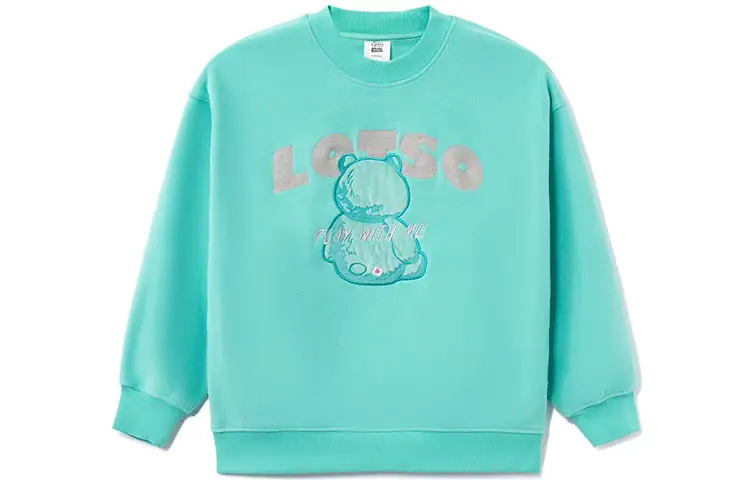 Li Ning x Disney Pixar Lotso Collection, Cartoon Print Fleece Lined Fleece Lined Loose Fit Pullover Sweatshirt Winter