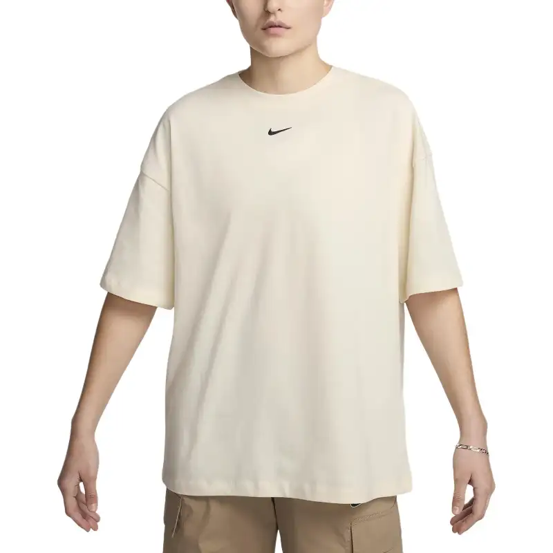 Nike Sportswear Essentials Drop Shoulder Sleeve T Shirt Women's Light Ivory White