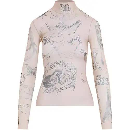 Balenciaga Tattoo Stretch Turtleneck T Shirt