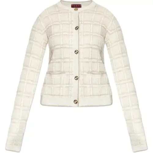 GUCCI Lamé Check Jacquard Cardigan