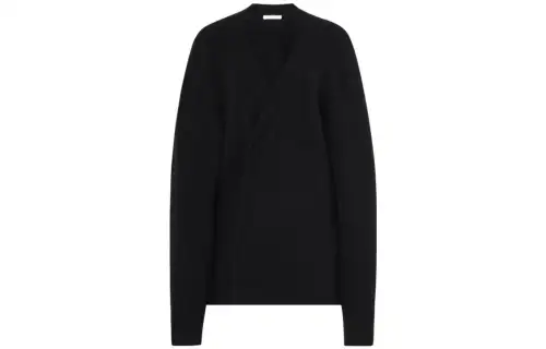 THE ROW Sweaters Women's Black V Neck Moderate Cardigan