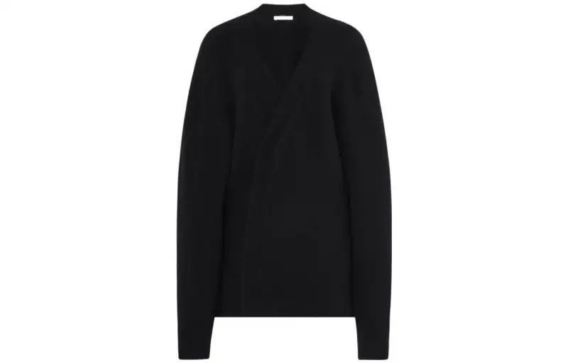 THE ROW Sweaters Women's Black V Neck Moderate Cardigan