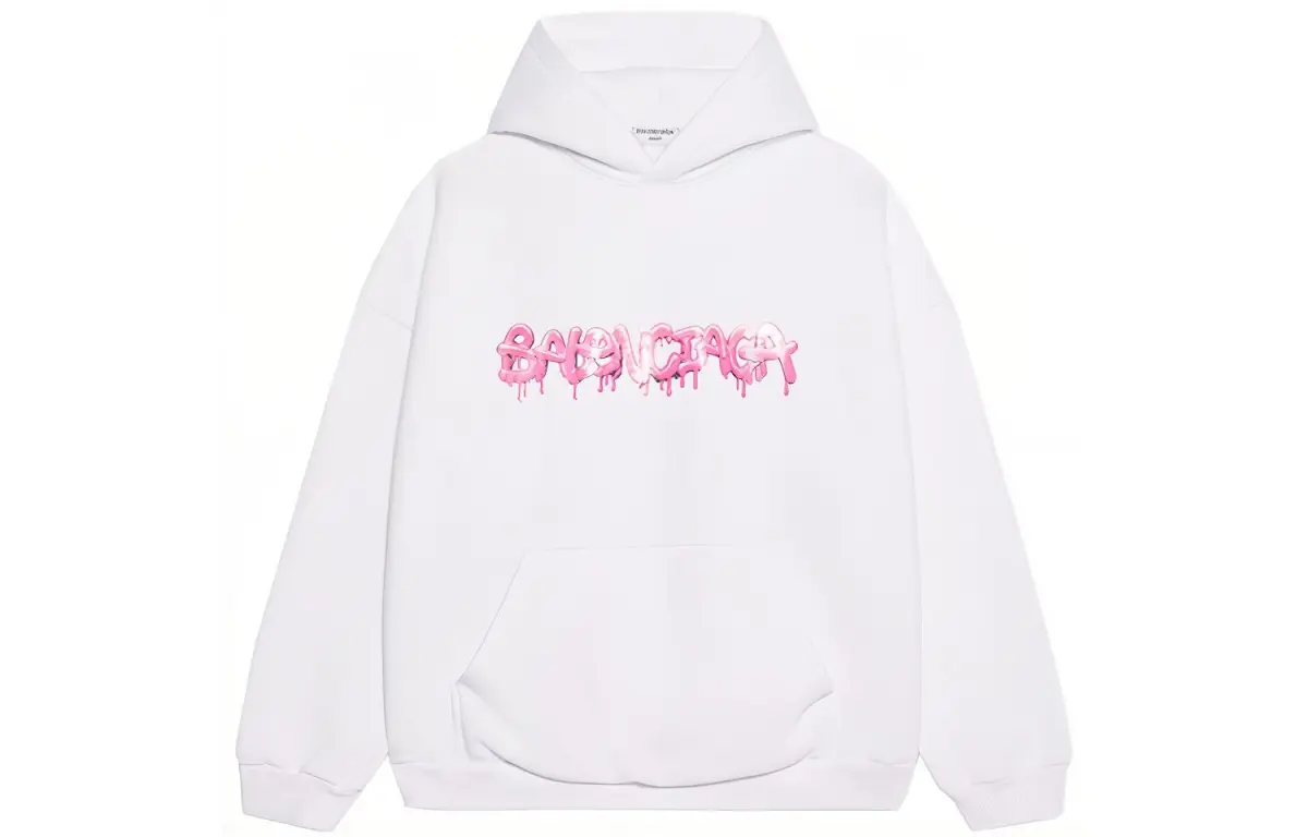 Balenciaga Wide Fit Hoodie 'White/Bubblegum'