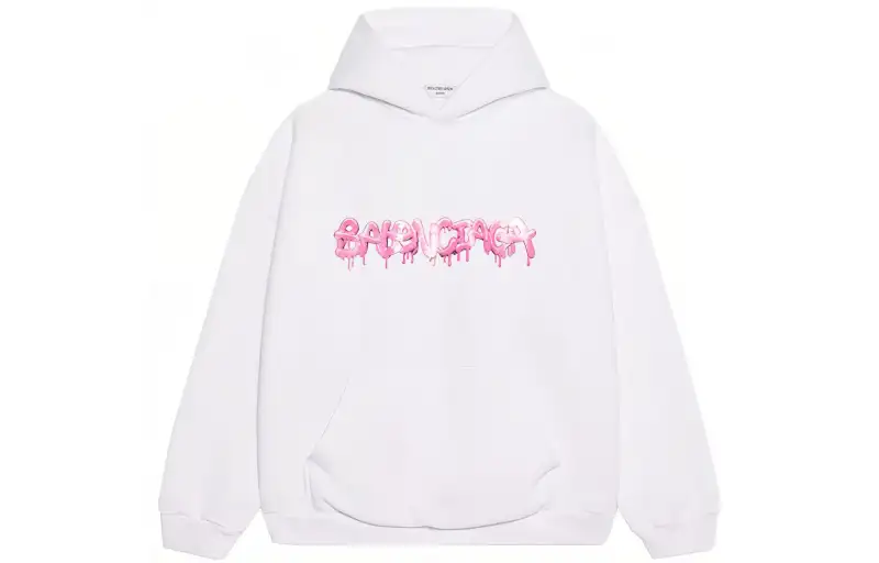 Balenciaga Wide Fit Hoodie 'White/Bubblegum'