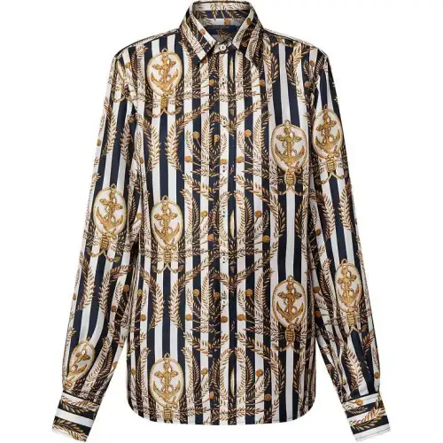 LOUIS VUITTON Striped Anchor Silk Shirt