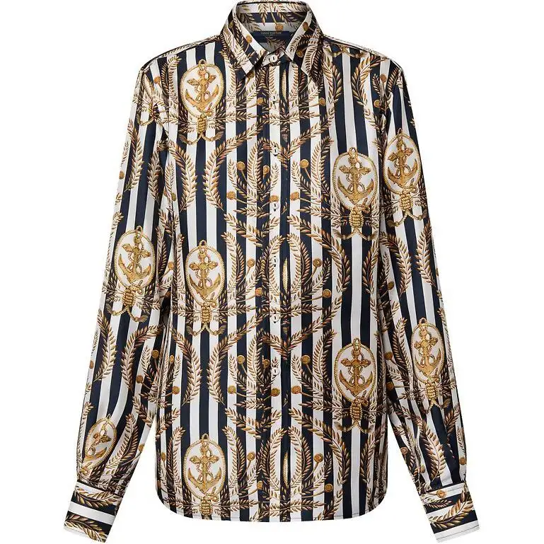 LOUIS VUITTON Striped Anchor Silk Shirt